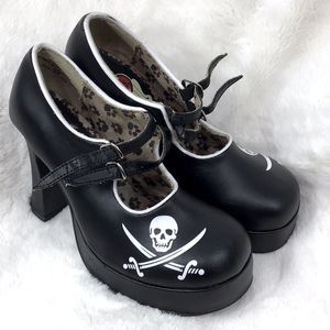 T.U.K. Black Pirate Graphic Heels